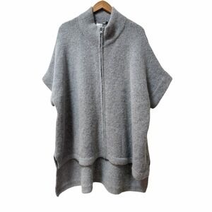 ELK Womens Alpaca‎ Wool Full Zip Oversized Poncho OS One Size Gray Cozy Luxe